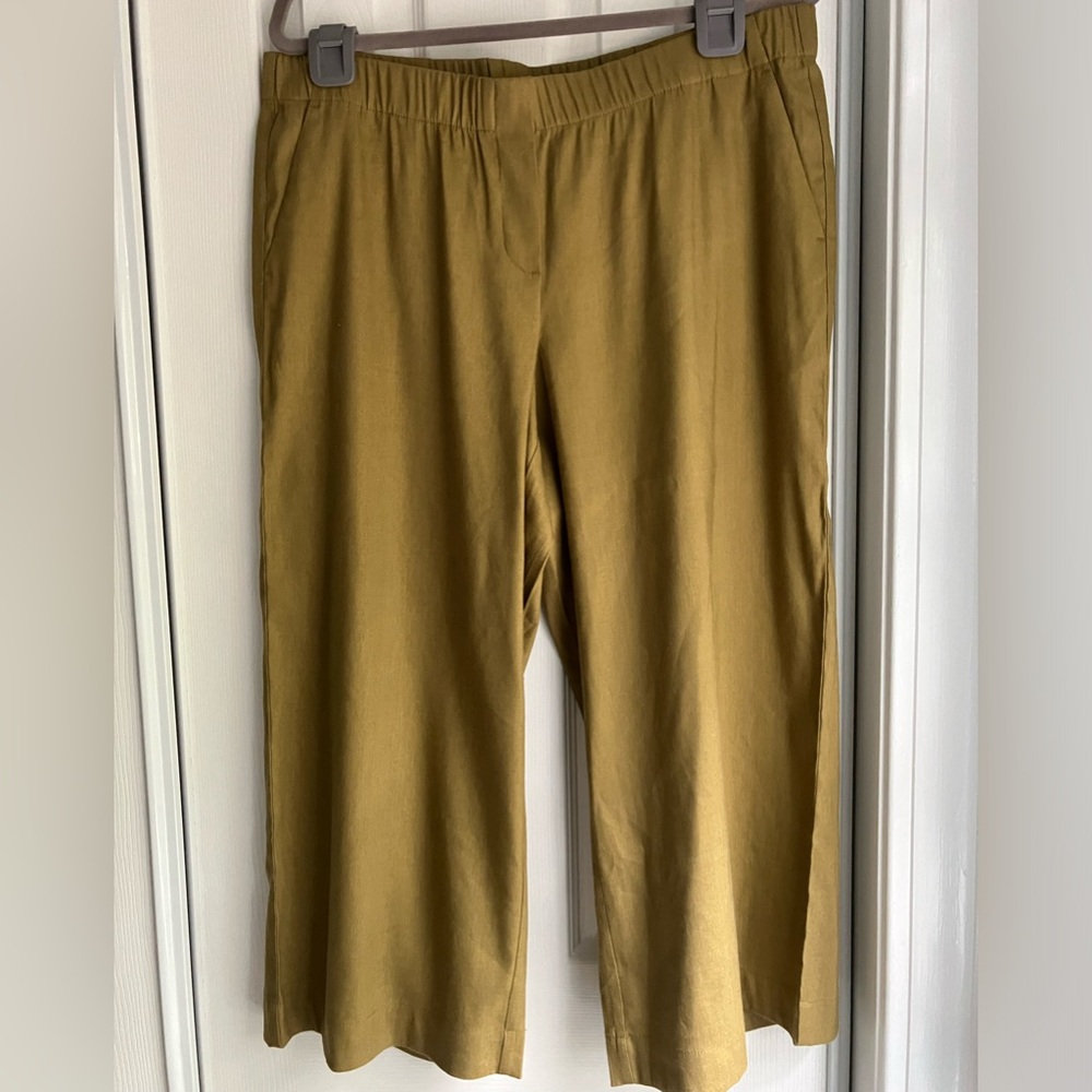 J Jill linen blend pants pull on wide leg Beachy coastal Lagenlook Beachy L P